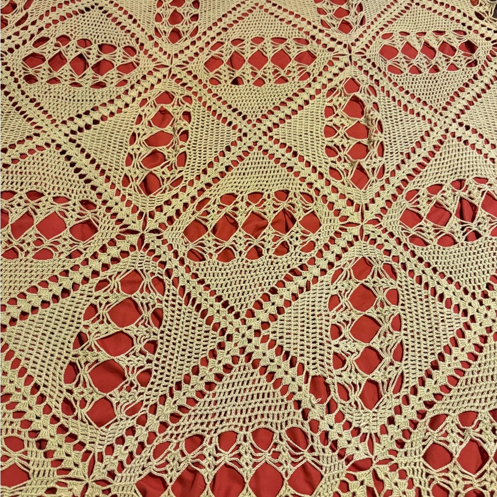Handmade Crochet Lace Throw in Light Green